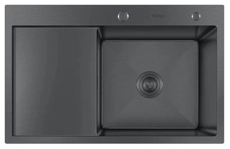 Мойка кухонная Hoffger HFG-7850B-R Black правая чаша