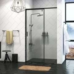 Душевая дверь 100 см WasserKRAFT Elbe 74P12, распашная, профиль черный