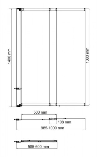 Шторка на ванну WasserKRAFT Dill 61S02-100 WasserSchutz ширина 100 см, черный профиль