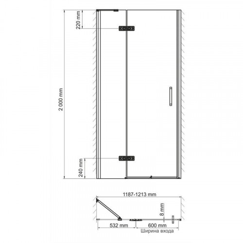 Душевая дверь WasserKRAFT Aller BLACK MATT 10H05L/R Black matt 120 см, распашная