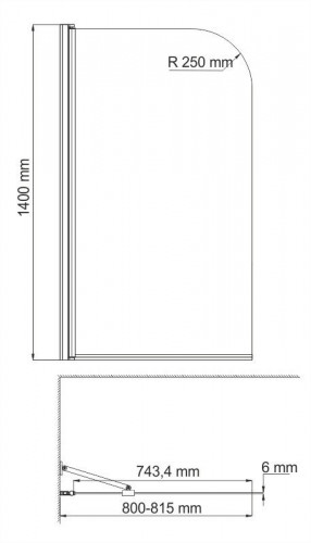 Шторка на ванну WasserKRAFT Leine 35P01-80 WHITE Fixed