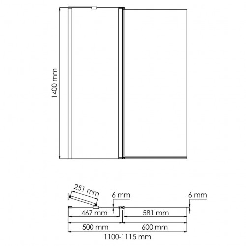 Шторка на ванну WasserKRAFT Salm 27P02-110 Fixed