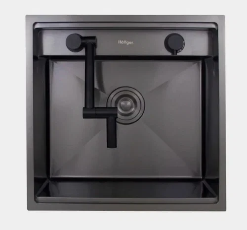 Комплект для кухни мойка и смеситель Hoffger Klape 5050 Black (Чёрный)