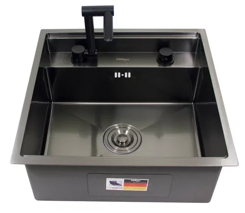 Комплект для кухни мойка и смеситель Hoffger Klape 5050 Black (Чёрный)